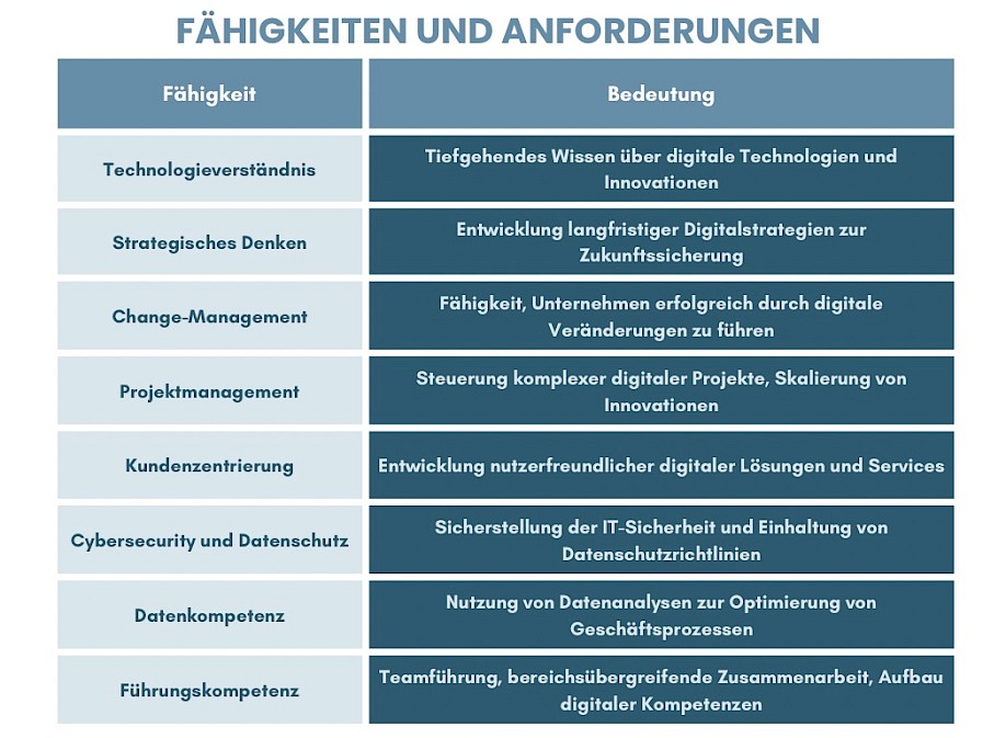 Fähigkeiten und Anforderungen des Vice President Digitization